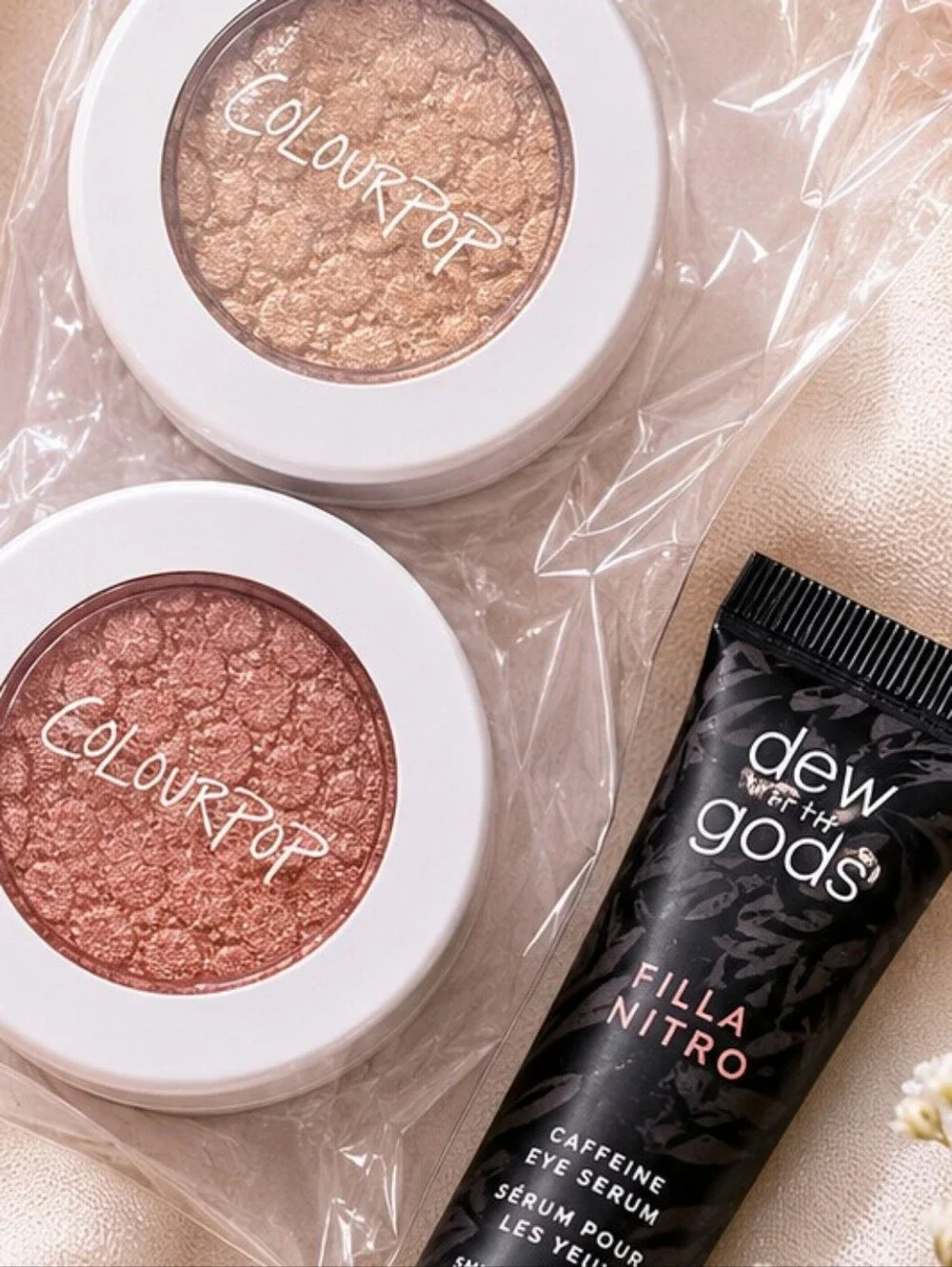 ColourPop Super Shock Shadow Bundle + Eye Brushes + Dew of the Gods Eye Crewm